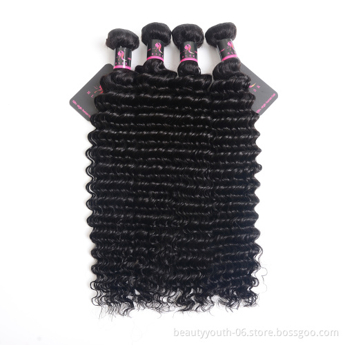 Beauty Youth 12A Grade Deep Wave brazilian human hair weave bundles